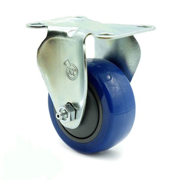Service Caster 3.5 Inch Blue Polyurethane Wheel Rigid Top Plate Caster SCC-20R3514-PPUB-BLUE-TP3 - main
